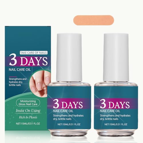 2 Pièces 15ml 3 Days Nail Care, Smalto Indurente Nutrimento Rinforzante, Smalto Rinforzante Unghie Finitura Trasparente, Non Grasso, Assorbimento Rapido, Per Unghie Deboli&Danneggiate