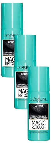 L'Oréal Paris Spray Instantané Correcteur de Racines & Cheveux Blancs, Magic Retouch, Noir, 75 ml (Lot de 3)
