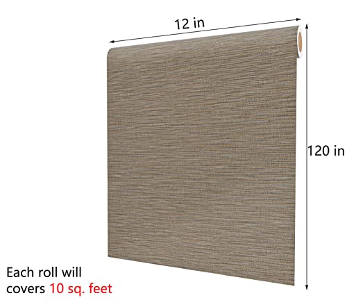 Decotalk Grasscloth Peel And Stick Wallpaper Grass Cloth Fabric Wallpaper For Cabinets Brown Fabric Contact Paper For Cabinets Waterproof Khaki Wallpaper Grasscloth Fabric Removable Modern 12"X120" #TOP6