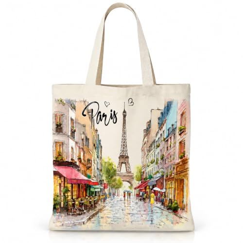 Sac en tissu imprimé Paris Tote Bag France | Sac fourre-tout en toile imperméable Paris Bag France Sac à provisions Paris Cadeau pour femme