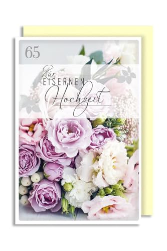 AvanCarte Eiserne Hochzeit 65. Hochzeitstag Grußkarte Blumenstrauß 16x11cm AvanCarte Eiserne Hochzeit 65. Hochzeitstag Grußkarte Blumenstrauß 16x11cm