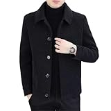 Seiizaa Men's Blend Jacket Fall Winter Korean Style Casual Commute Coat For Men-Black-Medium