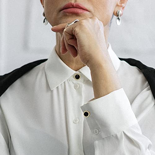 Birthstone Button Cover Cufflinks for Men,Shiny 18K Gold Tone Dress Shirt and Tux Shirt Accessories,Birthday Christmas Wedding Gifts3