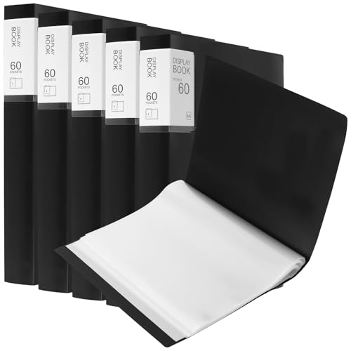 Libro de presentación negro A4 archivador con fundas transparentes y 60 bolsillos de plástico
