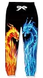 uideazone Sweatpants for Boys Girls Flame Dragons Pattern Casual Sweatpants Fashion 3D Full Print Spring Kids Boys Joggers Pants Size 8-9