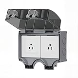 IP66 Electrical Outlet BoxWaterproof Weatherproof, Outdoor Power Outlet, Lockable Socket with Cover for Garden Outside Indoor (with Switches & LED Indicator) (2US)