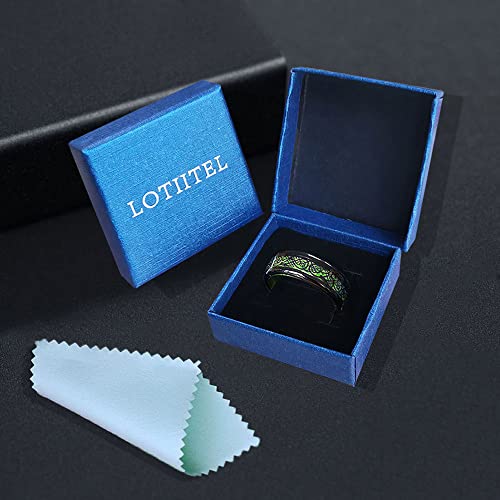 Lotiitel 8Mm Titanium Rings For Men Women Celtic Dragon Wedding Band (Black & Green, 9) #TOP5