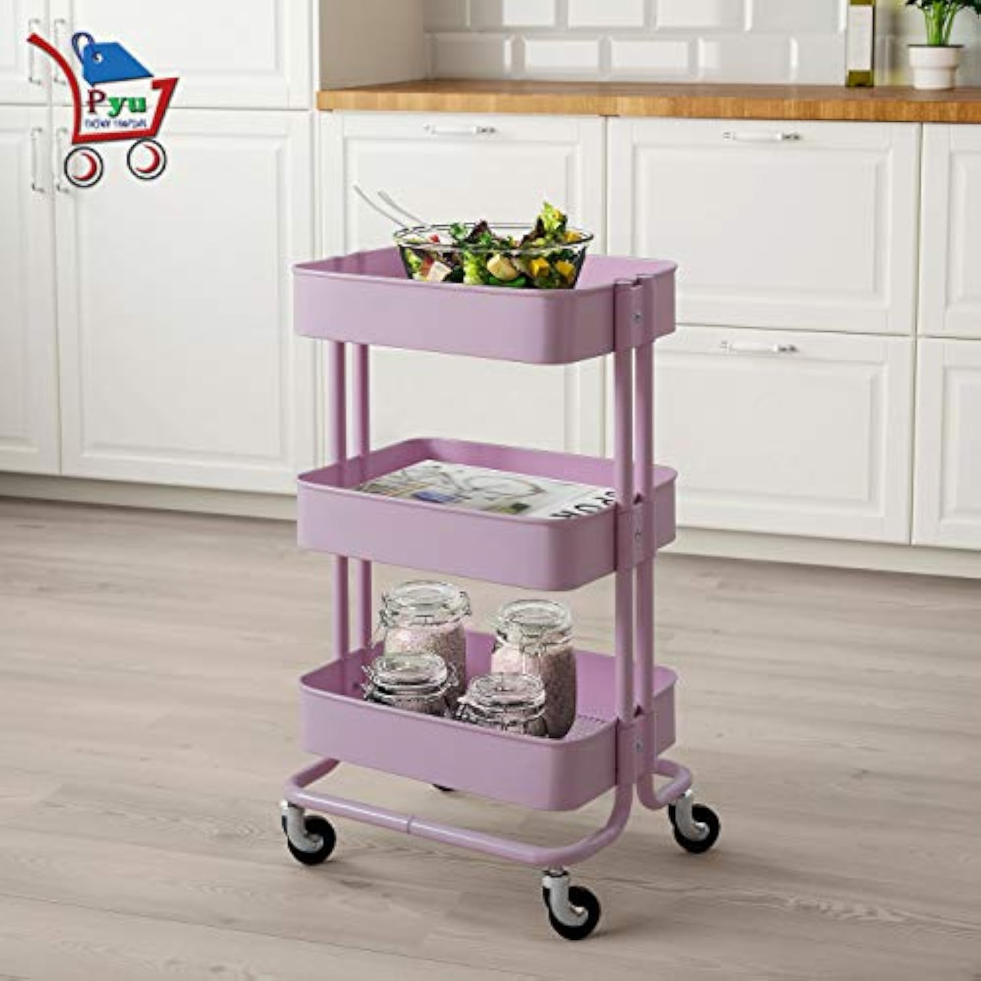 P YU® Kitchen Storage Organizer Spice Rack Tray with Wheels