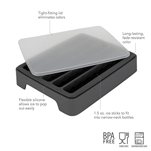 image for Tovolo Water Bottle Ice Mold Tray (Charcoal) - Silicone Creates 5 Froz