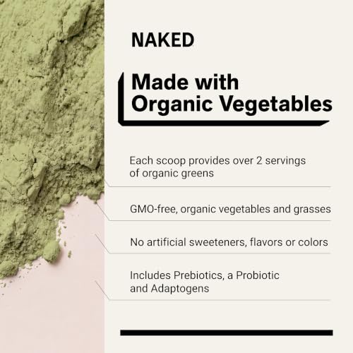 Image of NAKED Super Greens Powder Organic Greens Supplement - Only 10 Premium Ingredients - Vegan, Non-GMO, Prebiotic and Probiotic - 35 Servings