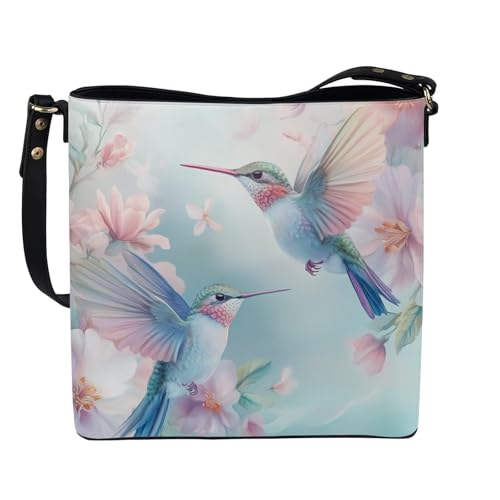 Image of HUGS IDEA Boho Bags for Women Leather Handbag Shoulder Bucket Crossbody Purse