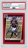 Justin Fields Signed 2021 Donruss Press Proof Rookie Card PSA RookieGraph - Autographed College Cards