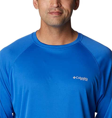 Columbia Men's Terminal Tackle Long Sleeve Shirt, Vivid Blue/Cool Grey Logo, Xx-Large #TOP6