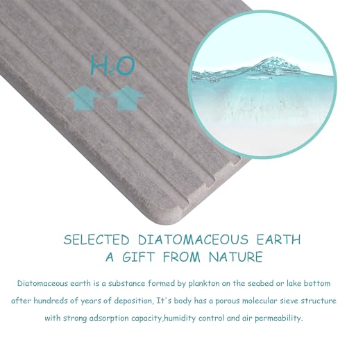 Image of NiuYichee 2 PCS Water Absorbent diatomite Coasters, 8.3 inch x 4 inch Water Absorbing Stone Tray for Sink, Stone Drying mat for Kitchen Counter, Stone soap Tray Used for Hand Soaps & toiletries & Plants
