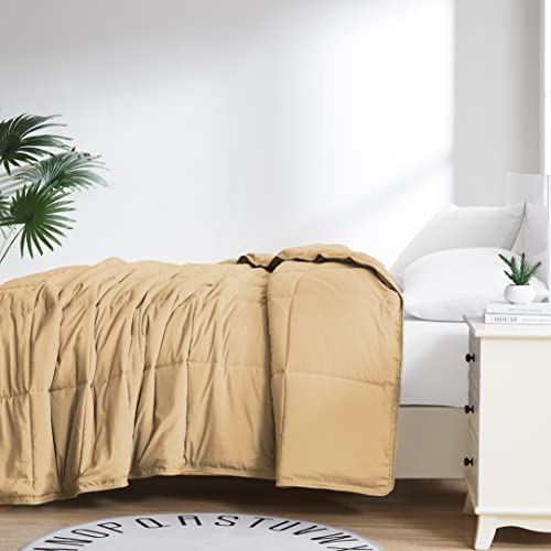 Southshore Fine Living, Inc. Queen Size Comforter, Full Bed/Queen Down-Alternative Comforter Bedspread, Soft, Fluffy Bedding, Full Size All Season Comforters, Gold
