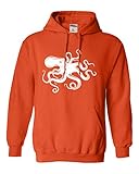 Go All Out Large Orange Mens Octopus Silhouette Sweatshirt Hoodie