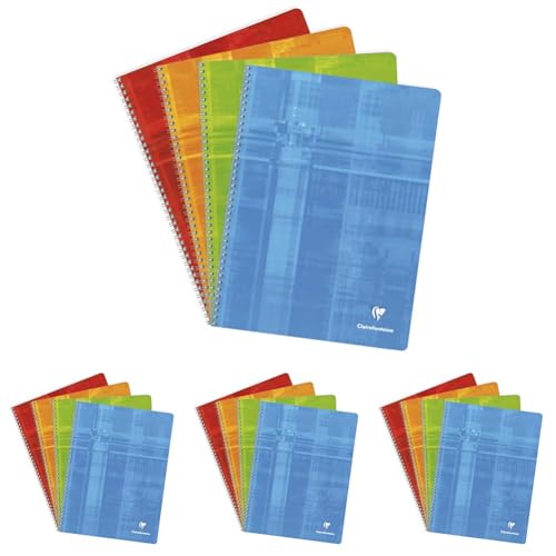 Cahier à spirale Clairefontaine grands carreaux lot de 4 cahiers 24x32