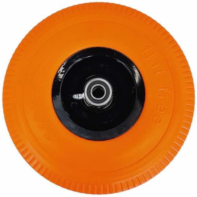Orange 10" Heavy Duty Solid Rubber Flat Free Tubeless Hand Truck Utility Tire