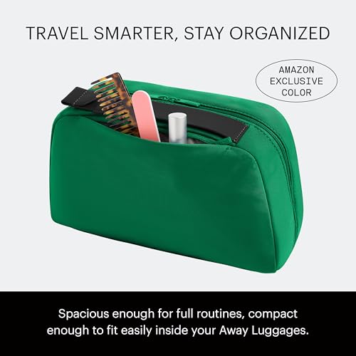 Image of Away Amazon Exclusive Large Toiletry Bag - Water-Repellent Travel Toiletry Bag with Clamshell Opening, Interior Compartments, Exterior Zip Pocket - Palm Green