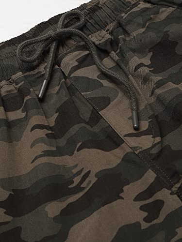 Image of Dennis Lingo Camouflage Print Cotton Men's Casual Cargo Pant, Tapered Fit, Mid Rise, Ankle Length, Multi-Pocket Drawstring Stretchable Cargos for Men, Trousers