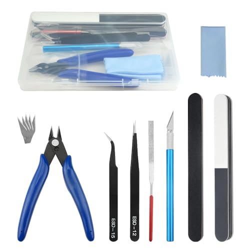 BGTXINGI 9Pcs Modellierwerkzeug-Set Gundam Modell-Werkzeug-Set mit Kunststoffbox für Modellbau, Auto, Hobby, Modellbau, Reparatur und Befestigung