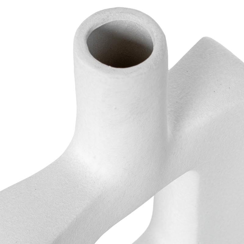 Vase en céramique blanche DRW design épuré pour salon moderne - 2