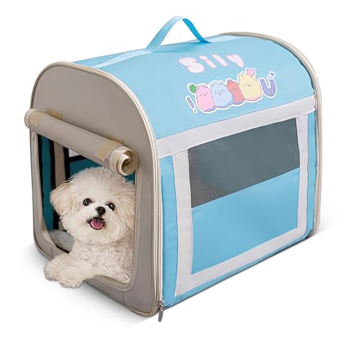 ALLSOPETS Zusammenklappbare Weiche Hundebox Hundezwinger für kleine Hunde Tragbare Reise Hundebox für den Innen- und Außenbereich Haustiere Transportbox mit Sicherheitsreißverschlüssen (Blau,S)