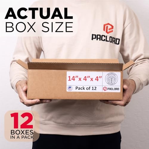 Image of Long Cardboard Boxes 14 inchL x 4 inchW x 4 inchH (Pack of 12) - USA-Made Packing Boxes for Moving, Shipping, or Storage - USPS, UPS, FedEx Approved - Professional Packing Supplies for Moving | USA-Made Packing Boxes for Moving, Shipping, or Storage - USPS, UPS, FedEx Approved - Professional Packing Supplies