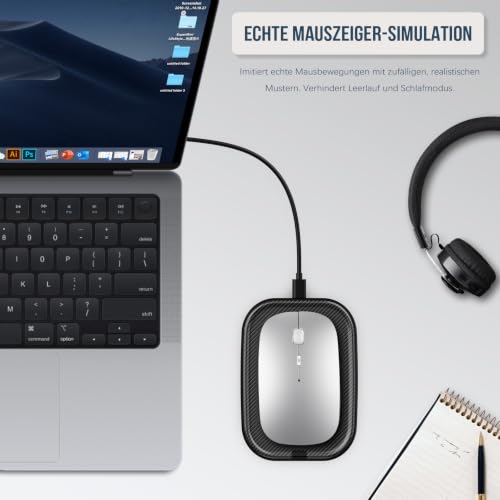 Yonktoo Mouse Jiggler, Mouse Mover und Mausbeweger für Homeoffice, mit 1,5 m USB-A-auf-USB-C-Kabel, EIN-/Ausschalter… – Ansicht 5