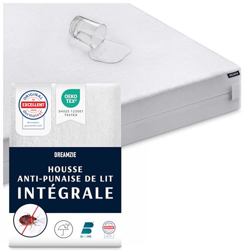 Dreamzie Housse Matelas 150 x 200 x 25 cm Intégrale Anti-Acarien et Punaises de Lit - Protege Matelas 150x200 cm avec Fermeture Eclair pour Allergiques -...