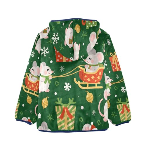 Christmas Cute Mouse Toddler Fleece Jacket Girl Boys Hooded Fleece Jacket Coat Warm Outwear Zip-up 3-10T2