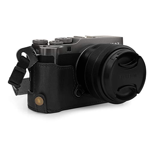 MegaGear MG1770 Ever Ready Leather Camera Half Case Compatible with Fujifilm X-A7 - Black