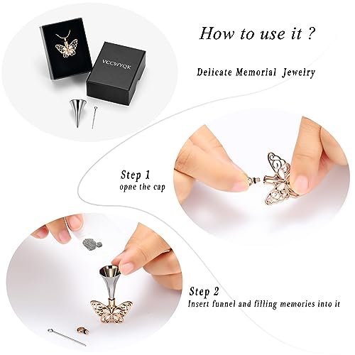 VCCWYQK Cremation Jewelry Butterfly Urn Necklace for Ashes Stainless Steel Keepsake Memorial Urn Locket for Adult Ashes (Rose Gold) - Image 4