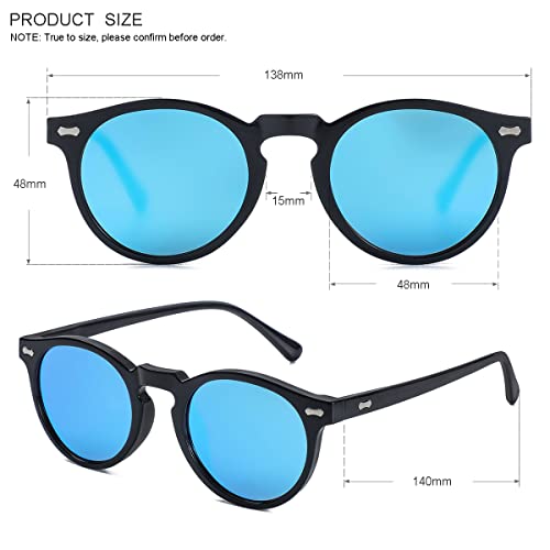 Image of Gleyemor Vintage Polarized Sunglasses for Men Round Sunglasses UV400 Protection Retro Hand-crafted Acetate Frame