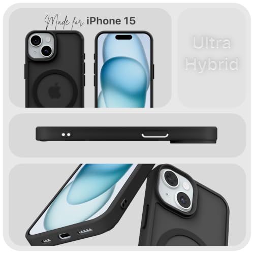 Image of Pikkme Back Cover for iPhone 15 | Mag-Safe Compatible | Smoke Frosted Transparent Matte Finish | Hard PC + Soft TPU | Shockproof | Raised Camera Protection Bumper Case| Black Smoke Mag-Safe
