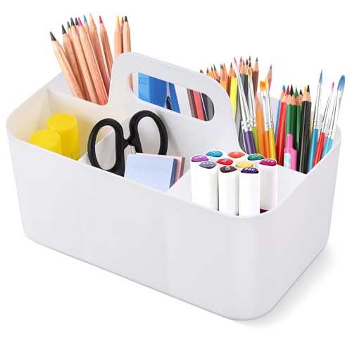 Multipurpose Caddy Organizer, Portable Cleaning Caddy with Handle, Stackable Desk Organiser with Compartments, Classroom Art Organizers for Pens, Pencils, Storage Organiser for Bathroom, Dorm Room
