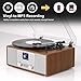 10-in-1 Retro Bluetooth Record Player with Built-in Stereo Speakers | Wireless 3-Speed Turntable for Vinyl, CD, MP3, USB/SD, Internet Radio | Headphone Jack & MP3 Recording | Vintage Multimedia Center