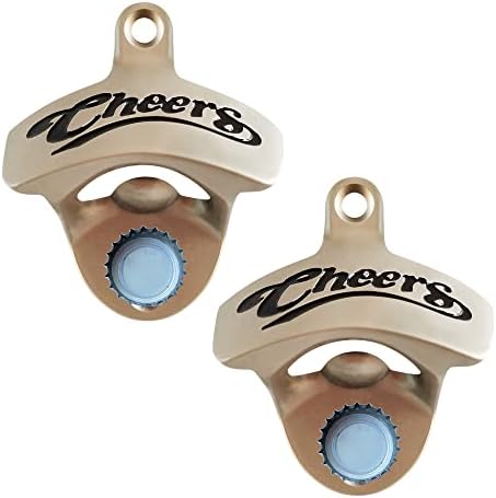 HAIICEN Cheers Magnetic Beer Bottle Opener Wall Mounted Bottle Cap Opener with Magnet Embedded for Bartender Kitchen Party Gifts (Pack of 2)