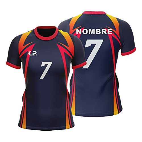 Equipación Deportiva de Voleibol Personalizada. Unisex niños y Adultos. Solo Camiseta. Personaliza con tu Nombre, Escudo y número. Diferentes Modelos y Colores. (Modelo 4)