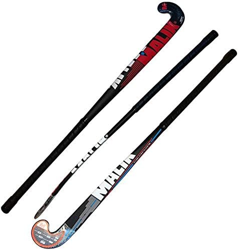 MALIK Field Hockey Stick Indoor Heat Composite 20% Carbon Low Bow Light Weigh 400-415 Grams (37.5'' Inch, Heat - Indoor Wood)