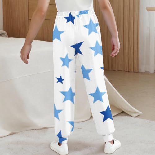Kids Stars Print Sweatpants Loose Elastic Waist Casual Joggers Athletic Track Pants with Pockets for Girls Boys 3-15 Years3