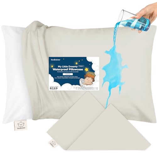 Image of KeaBabies 13 x18 Toddler Pillowcase, Waterproof - Soft Waterproof Toddler Pillow Protector Cover for Kids, Boys, Girls, Durable Machine Washable, Small Travel Pillow Sold Separately (Pearl Gray)