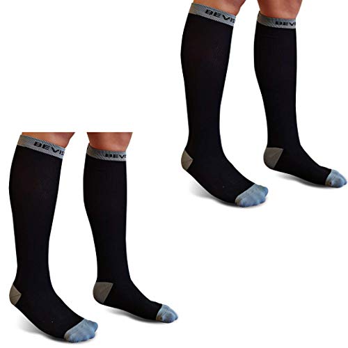 Maternity Compression Socks - Pregnancy Stockings & Leggings Knee High (Black Closed Toe 2 Pack, Medium)