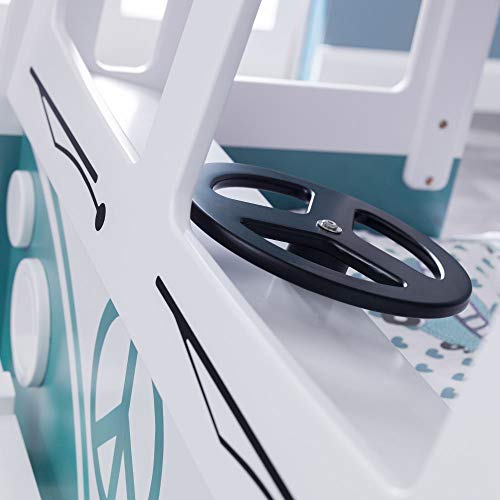 Wooden Kids Theme Bunk, Happy Beds Campervan Bunk Bed - 3ft Single (90 x 190 cm) with 2 Spring Mattresses Included