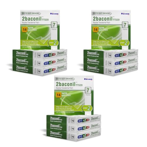Image of Rusan 2baconil Nicotine Transdermal Patch 14mg Step 2 | 84 Patches (Pack of 12x7) | 3 Month Quit Smoking Kit | Nicotine Replacement Therapy | Quit Smoking & Chewing Tobacco /Ghutka