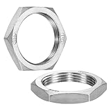 M METERXITY 2-Pack Cast Pipe Fitting Hex Locknut, G1-1/2 Female Thread Stainless Steel Hex Locking Nut for Plumbing Fixed/Hydraulic Systems/Fluid Transfer Systems
