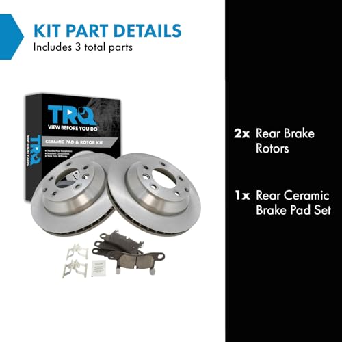 Image of TRQ Rear Brake Pad and Rotor Set Ceramic Compatible with 2011-2018 Porsche Cayenne 2011-2017 Volkswagen Touareg