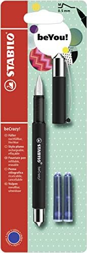 Penna Stilografica – STABILO beCrazy! Uni Colors in Nero – 3 Cartucce Blu incluse Penna Stilografica – STABILO beCrazy! Uni Colors in Nero – 3 Cartucce Blu incluse