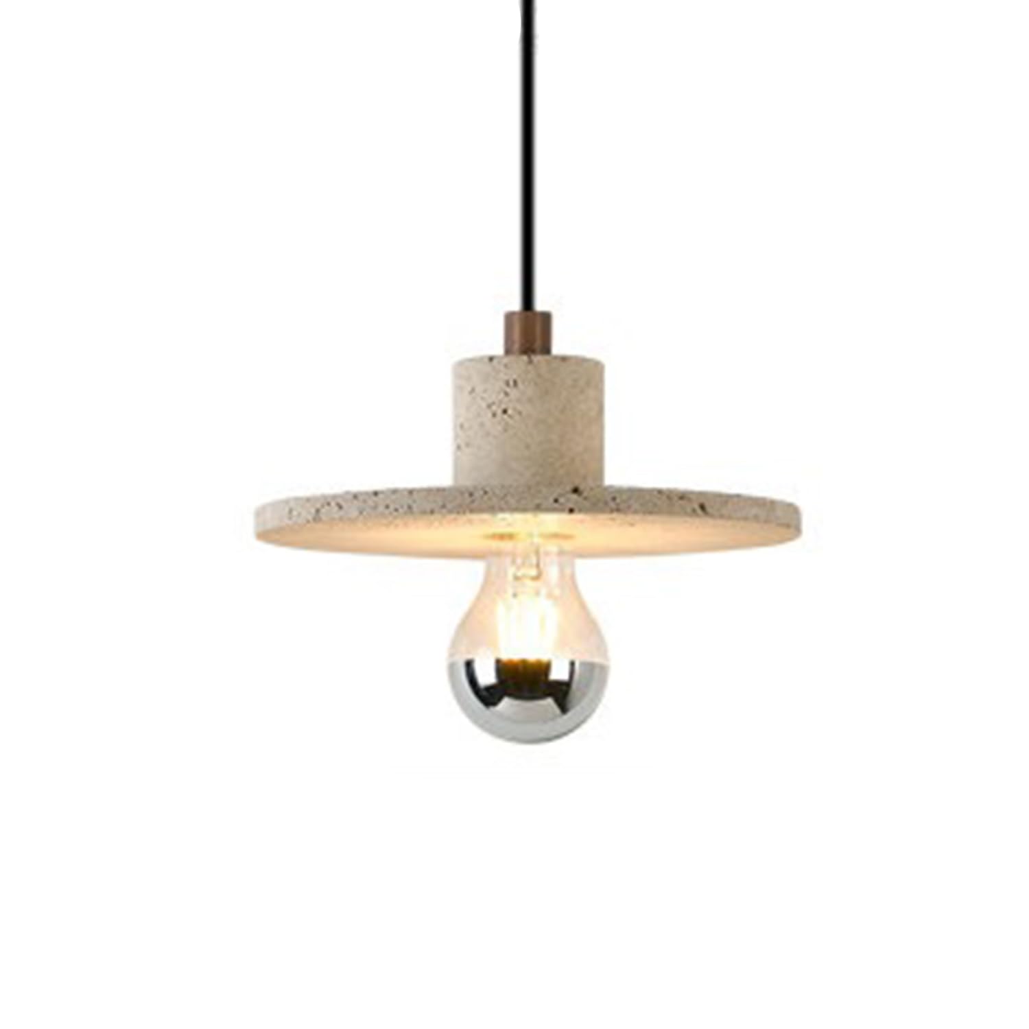 MTNROO Yellow Travertine Hanging Light Fixture 7.8in Pendant Lamp Chandelier Natural Porous Travertine Stone E27 Base Wabi-sabi Style Vintage Industrial for Living Room Bedroom Coffee Shop