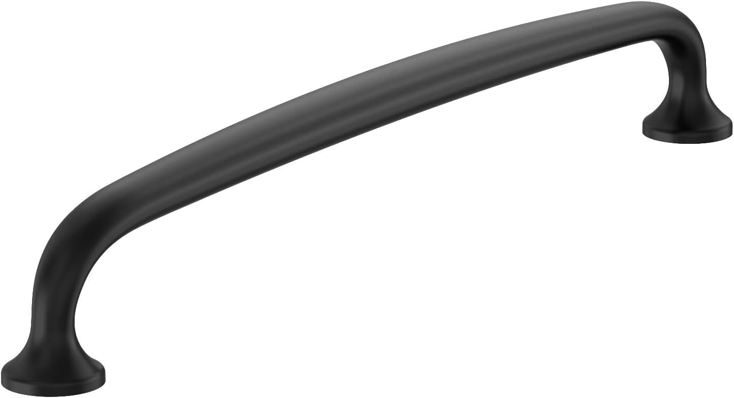 Amerock BP54055FB | Matte Black Appliance Pull | 12 inch (305mm) Center-to-Center Cabinet Handle | Renown | Furniture Hardware